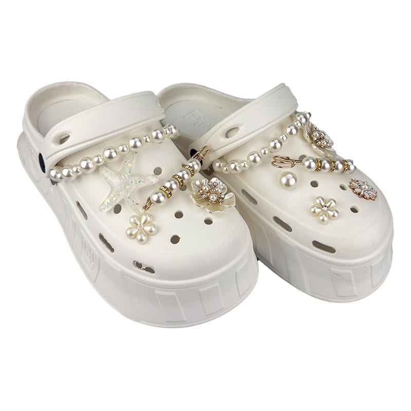 Кроксы женские с джибитсами на платформе 10156-2 p. 38 24,5 см Белый