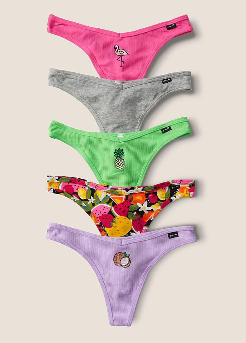 Набор женских трусов Victoria's Secret 7040000604264QD7M M 5 шт. Разноцветный (51310022)