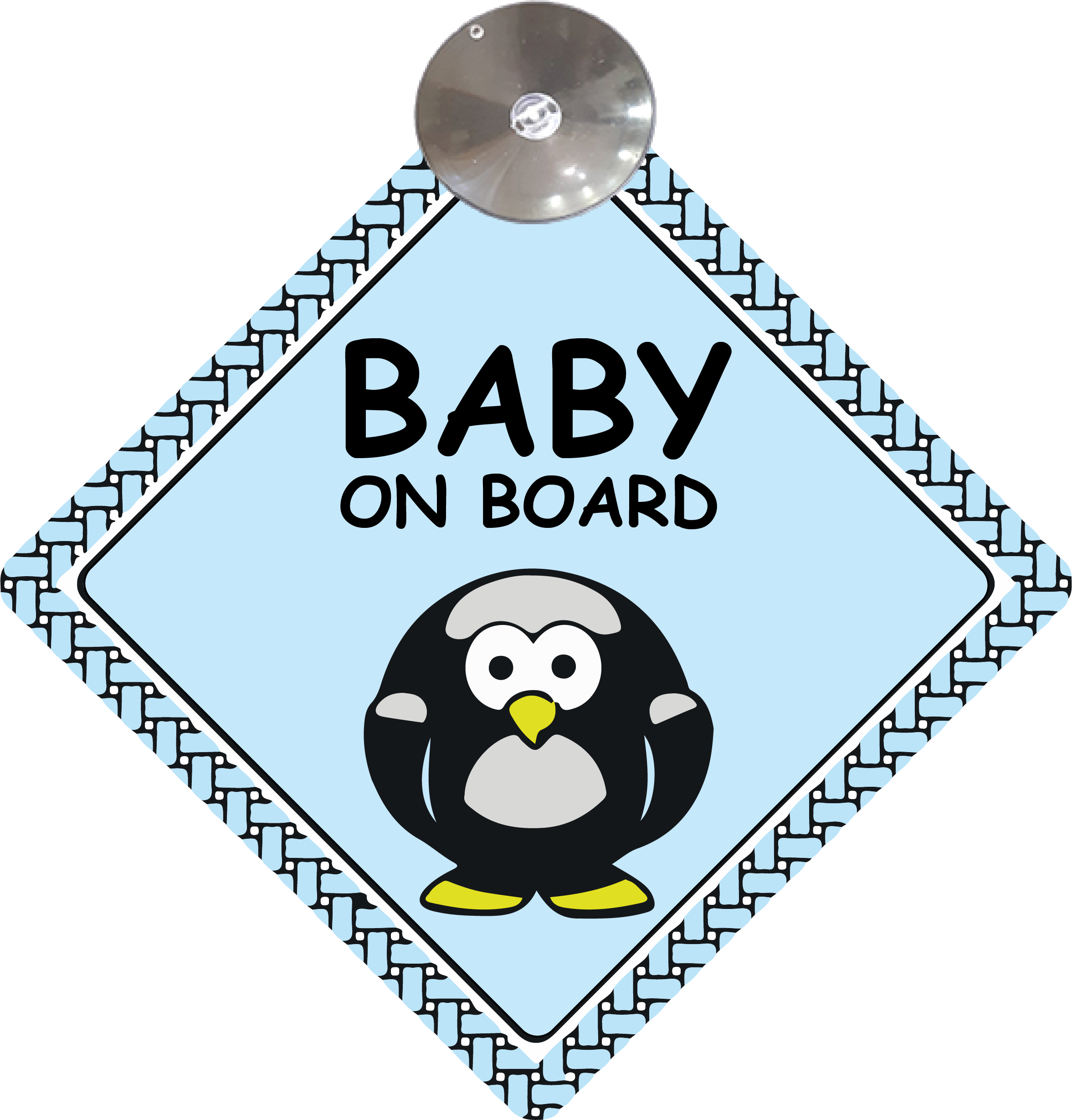 Знак на авто Baby on board Пингвин на присоске