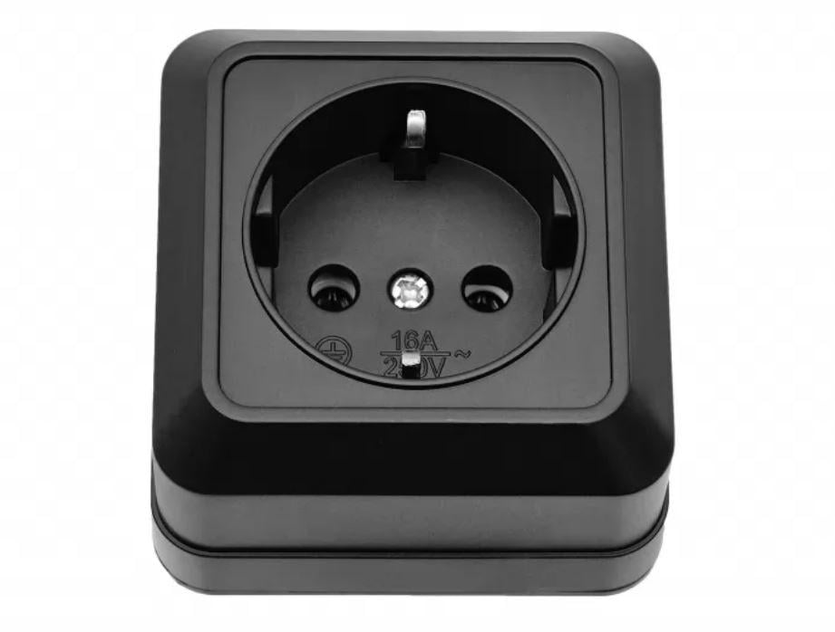 Розетка внешняя с заземлением OPERA Черный (2104) (2104)
