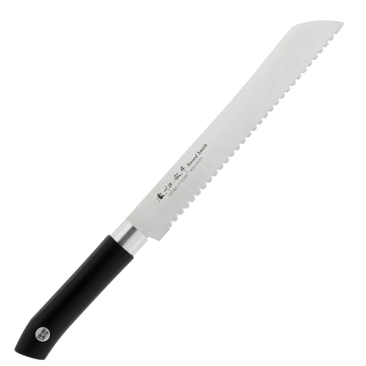 Кухонный нож для хлеба Satake Swordsmith 56-58 HRc молибден-ванадиевая нержавеющая сталь 210 мм Черный