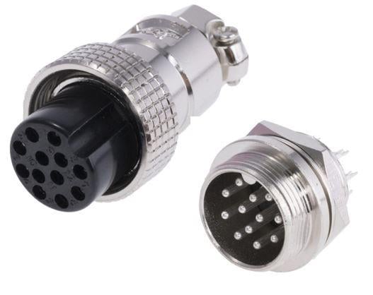 Разъем авиационный соединительный GX20-20M-12A 12 pin штекер/розетка (2902552501) Разъем авиационный соединительный GX20-20M-12A 12 pin штекер/розетка (2902552501)