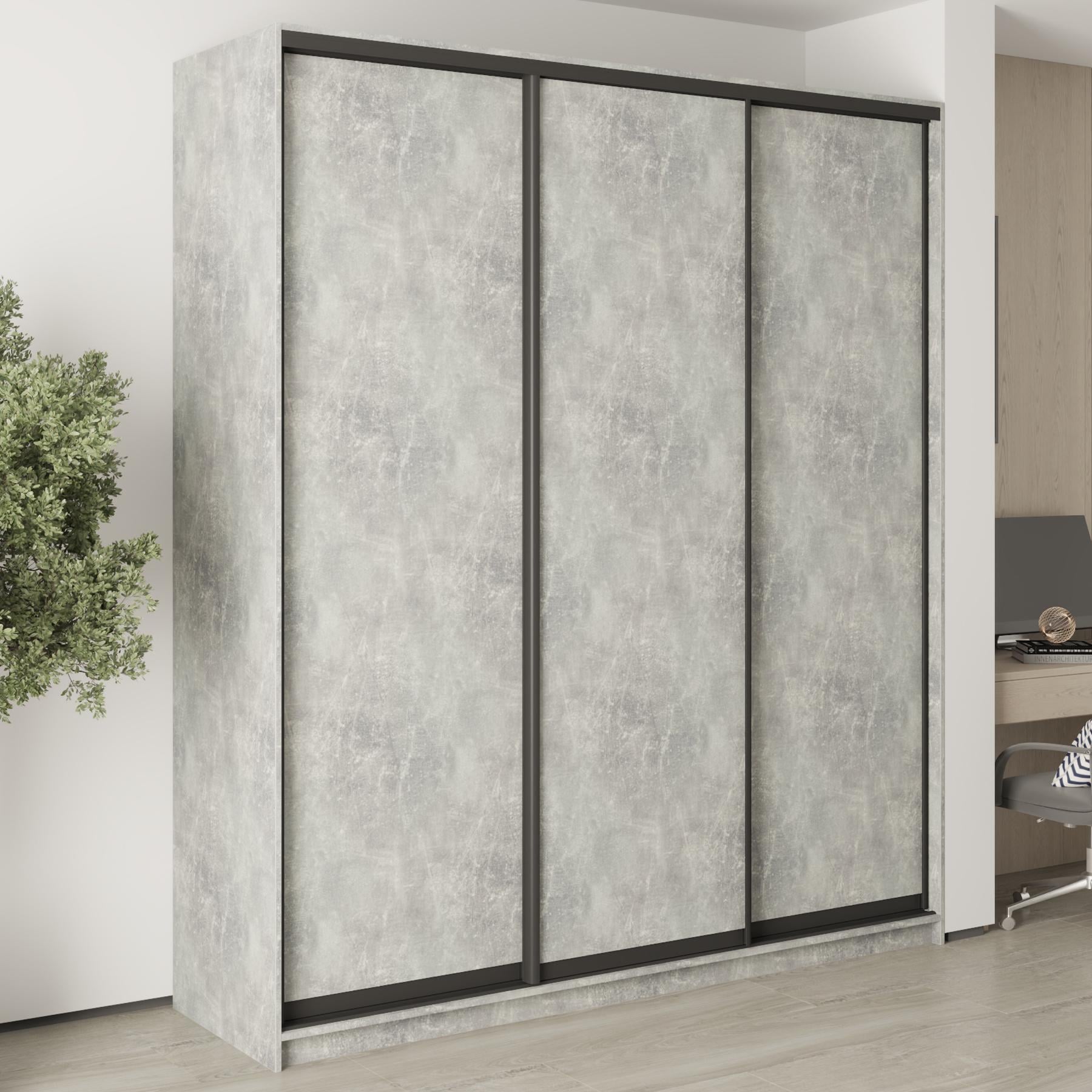 Шкаф-купе трехдверный MebelStar Комбо BG 3 ДСП 210x60x240 см Бетон (MBS-9501)