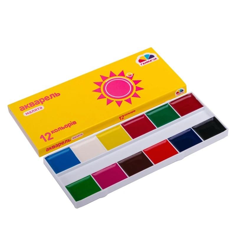 Фарби акварельні ГАММА суха медова 12 кольорів для дітей віком від 3 років (FW-274-W-5)