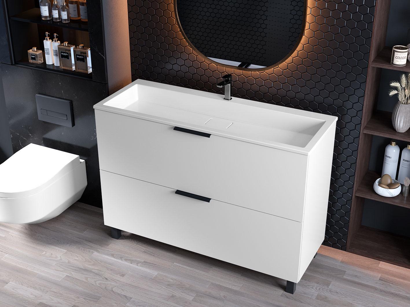 Тумба лакированная Luxor Sena 120 с умывальником Imperio Low 120 (39227)