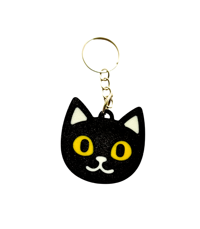 Брелок на ключи Кот двухсторонний Черный (730-01)