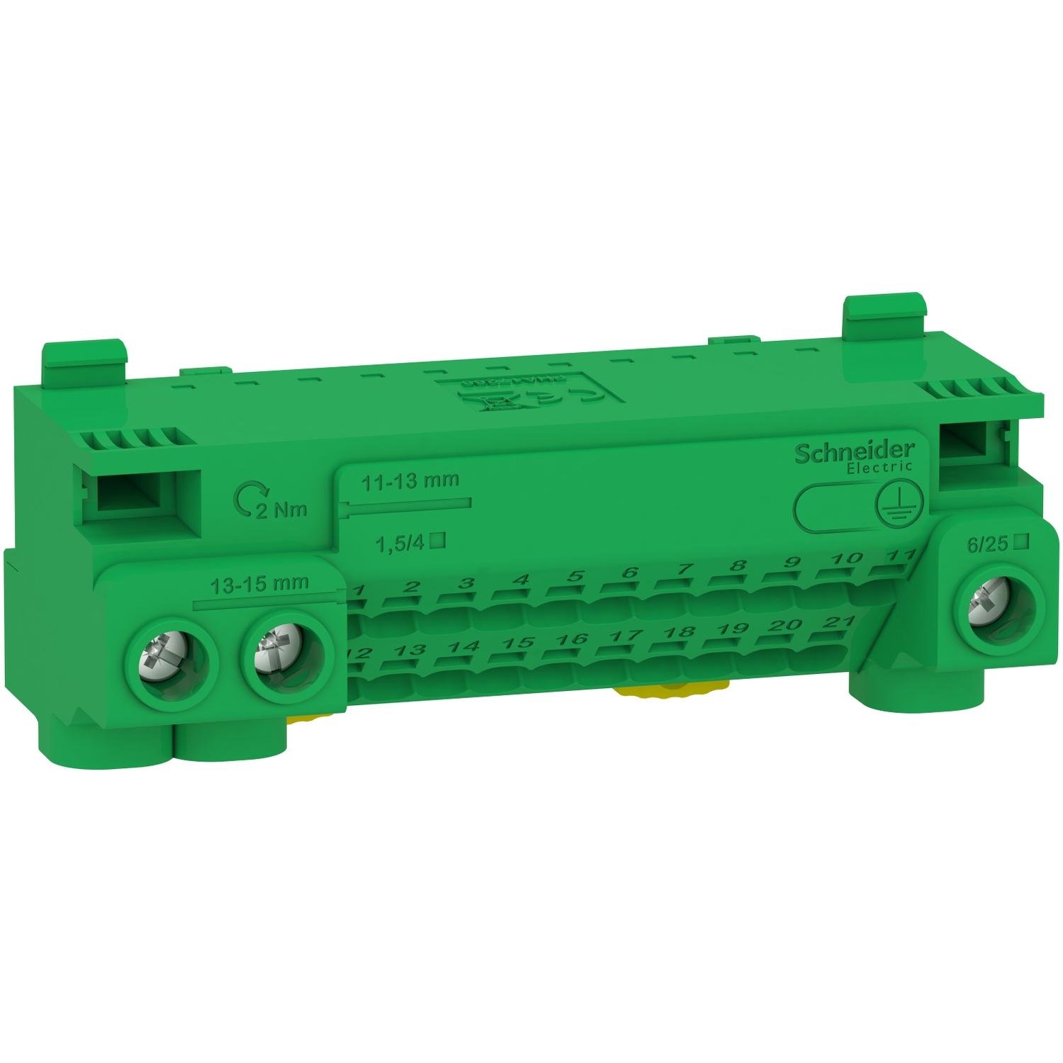 Блок клеммный PE Schneider Electric Linergy 63A 24 отверстия 3x25/21x4 мм2 (LGYT1E24)