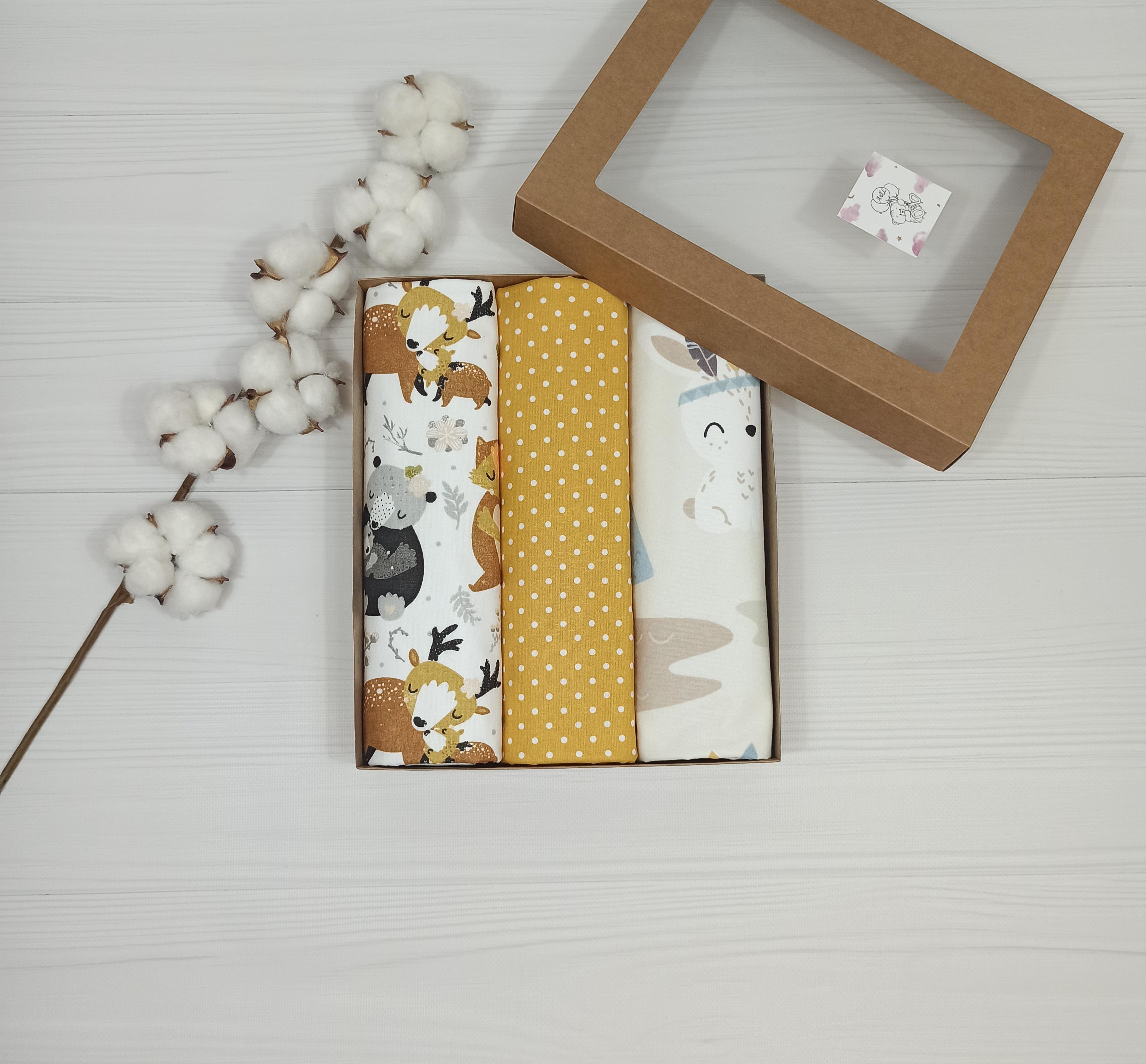 Пеленки детские a.l.babybox Горох 50х80 см 3 шт. Бело-горчичный (NA 18169589)