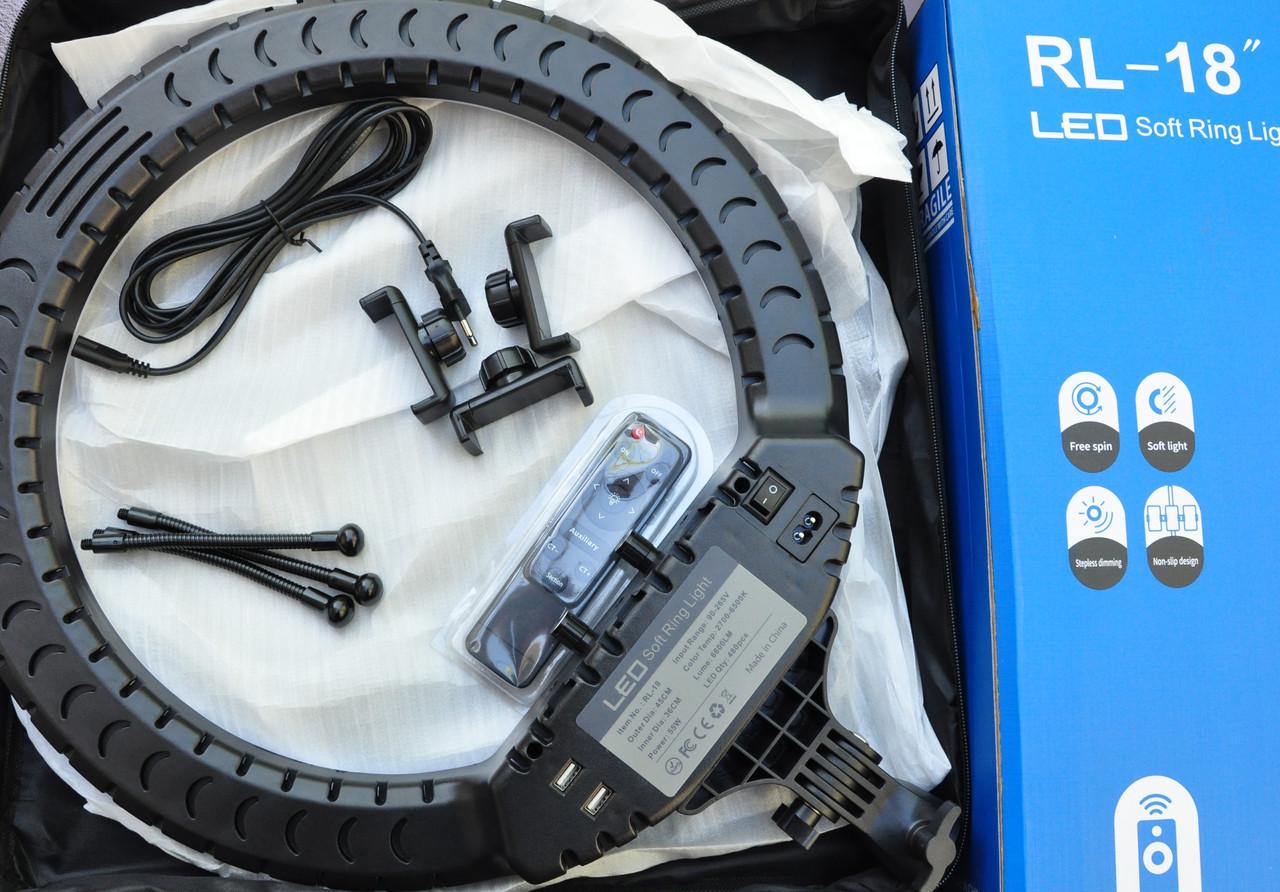 Лампа светодиодная кольцевая RL-18 с усиленным штативом 45 см 55 Вт (2472511831) - фото 9 Лампа светодиодная кольцевая RL-18 с усиленным штативом 45 см 55 Вт (2472511831) - фото 9