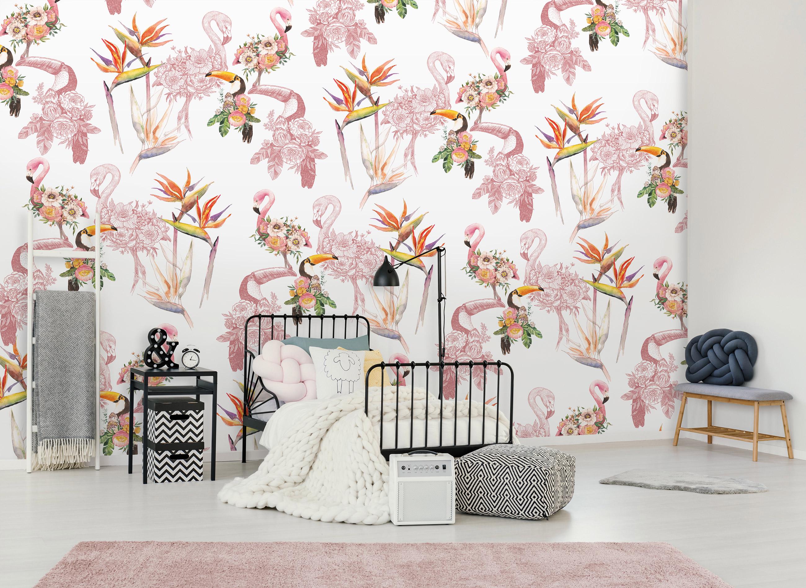 Фотошпалери флізелінові для кухні Природа Рослини Птахи Фламінго та Тукани з клеєм 312x219 см (14170VEXXL) - фото 5 Фотошпалери флізелінові для кухні Природа Рослини Птахи Фламінго та Тукани з клеєм 312x219 см (14170VEXXL) - фото 5