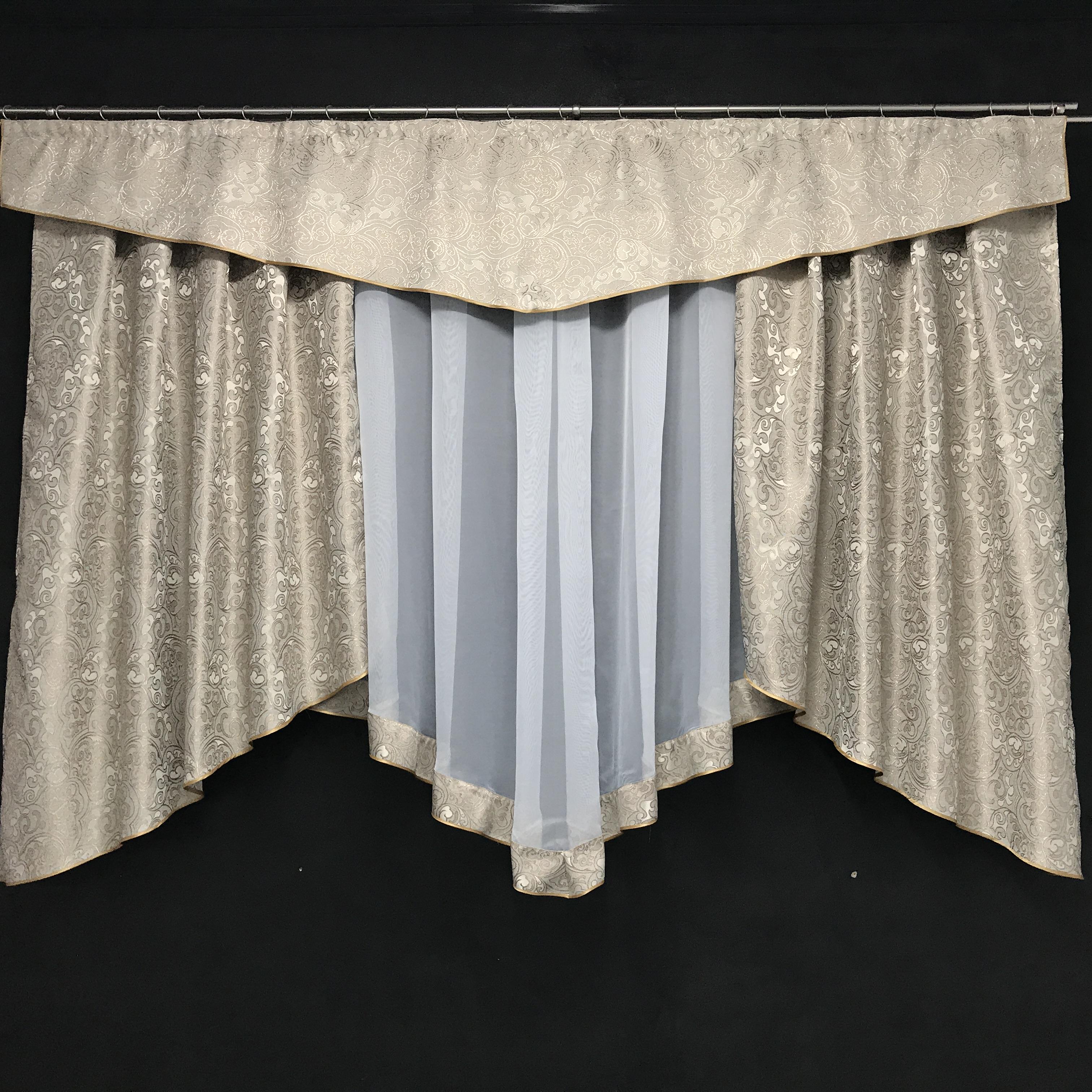 Занавеска с ламбрекеном ALBO 250x180 см Бежевый