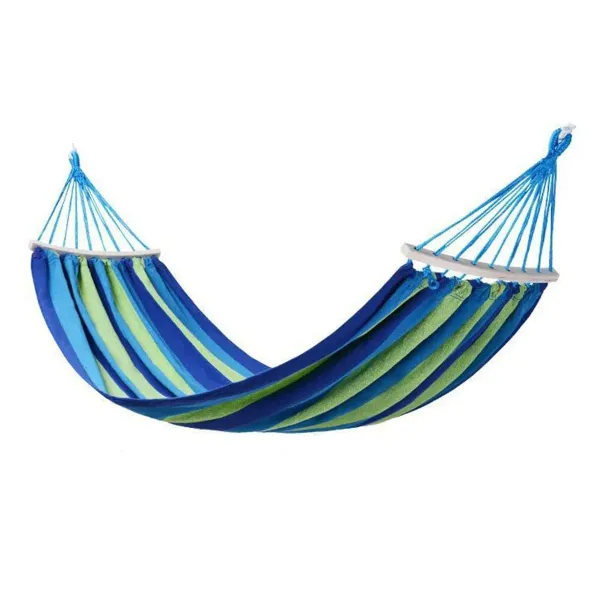 Гамак підвісний для саду одномісний з поперечинами 174х80 см Синій (SJ-0010-2BL)