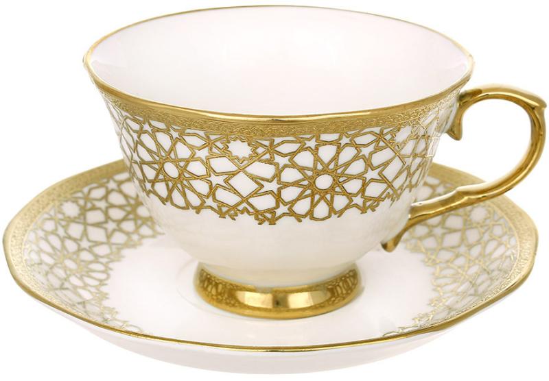 Сервиз чайный афина 6 фарфоровых чашек и 6 блюдец 240 мл
