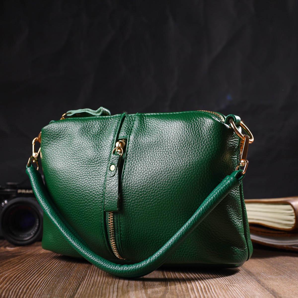 Сумка через плечо Vintage Bag 22097 из натуральной кожи Зеленый - фото 8