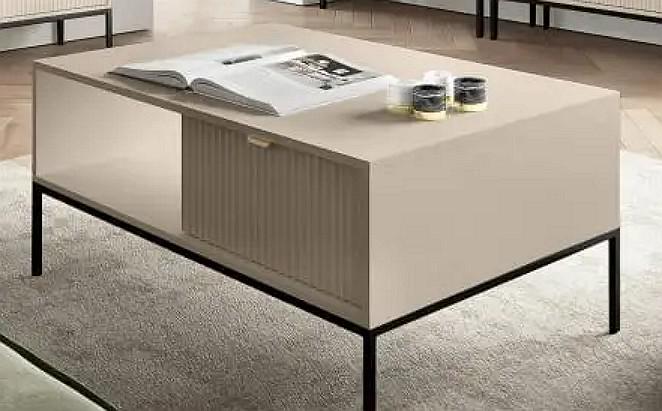 Журнальный столик Perfect Home Nova L104 с двумя ящиками и черными ножками Кашемир (PFH-091253)