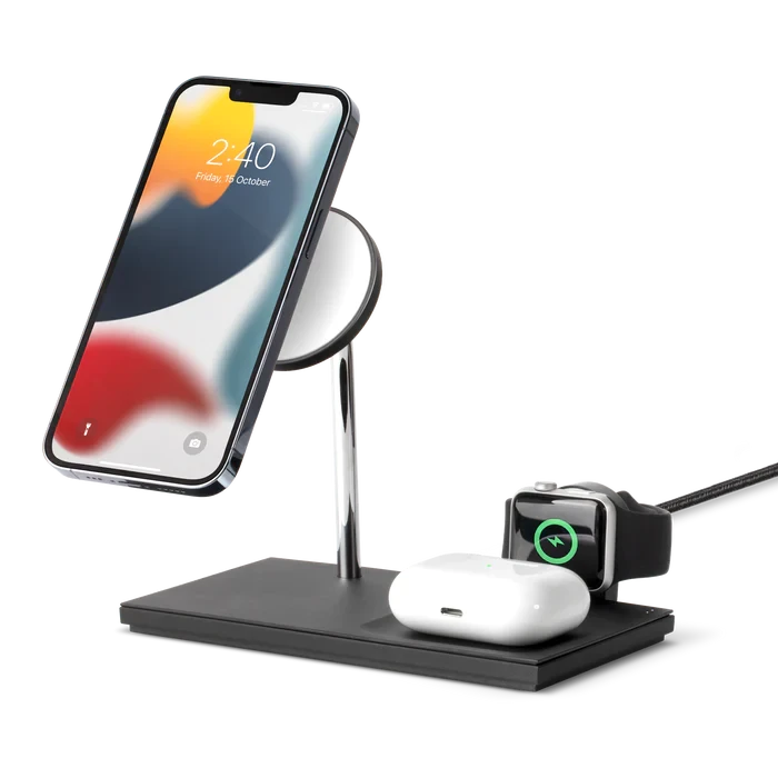 Док-станция беспроводная магнитная Native Union Snap 3в1 для Apple Iphone 12-15/iWatch/Airpods Black (1908240874)