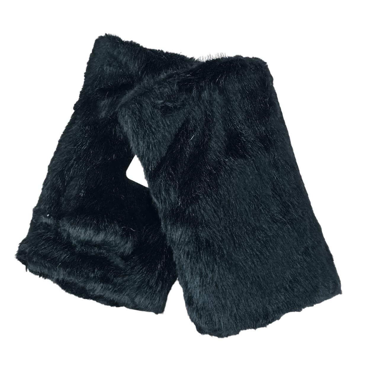 Перчатки митенки меховые S-M Черный (47164) - фото 5