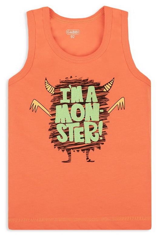 Майка детская хлопковая для мальчика Gabbi МК-20-13 Технозавр 80 см Оранжевый (12199)