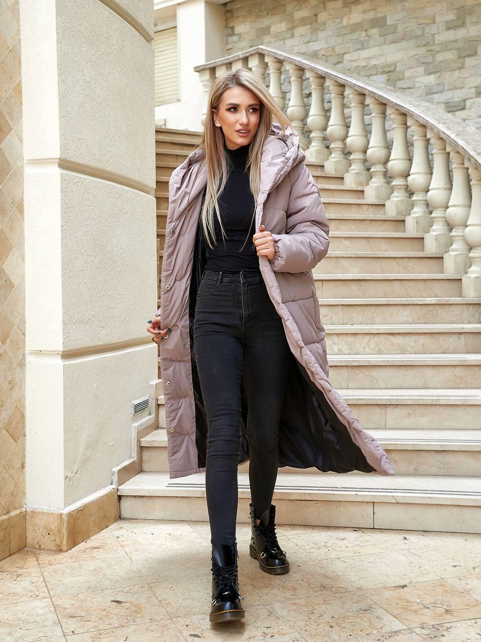 Пуховик довгий Аiza А521 р. 50-52 Бежевий - фото 4 Пуховик довгий Аiza А521 р. 50-52 Бежевий - фото 4