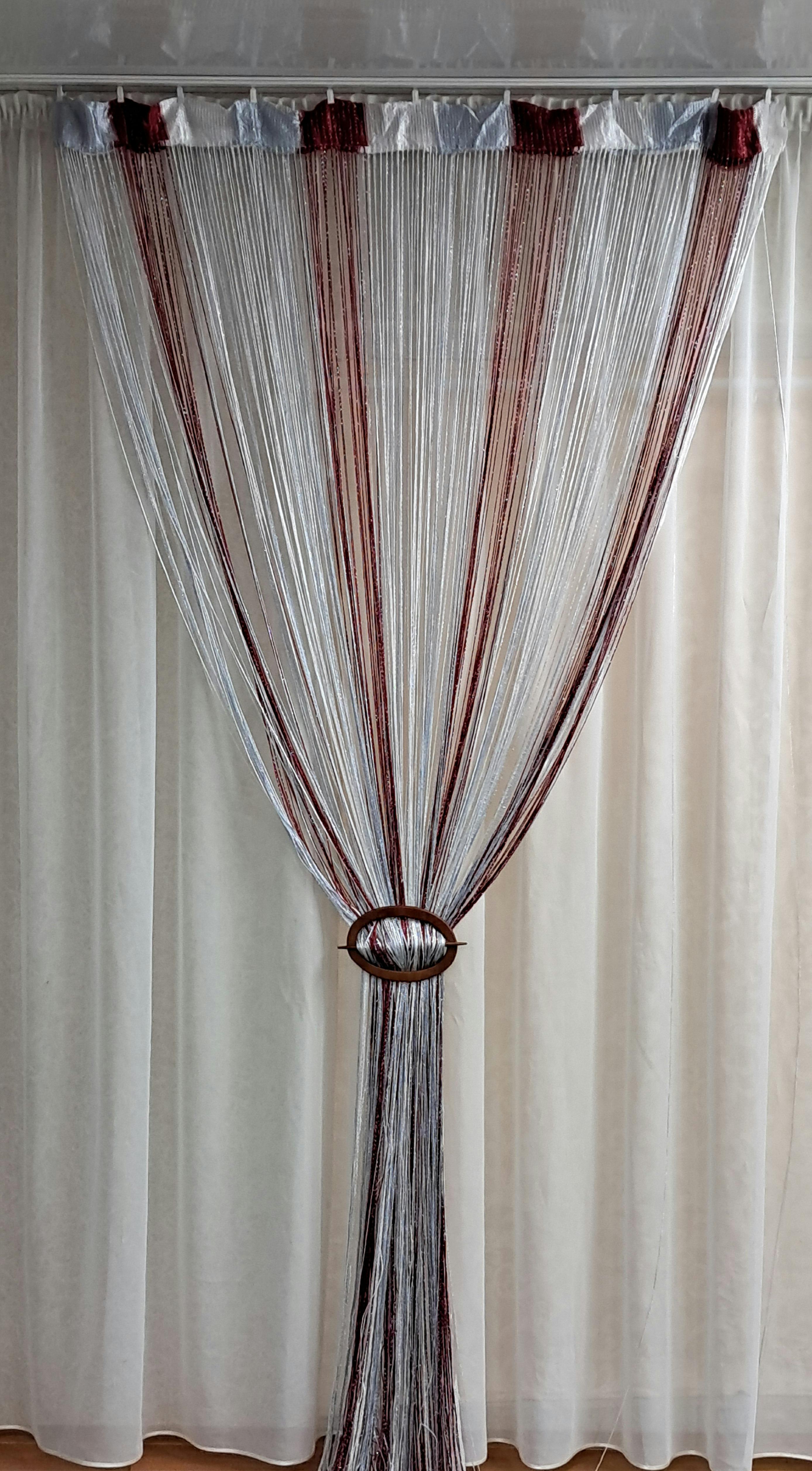 Шторы-нити с люрексом 300х300 см Бордовый/Белый/Серый - фото 1 Шторы-нити с люрексом 300х300 см Бордовый/Белый/Серый - фото 1