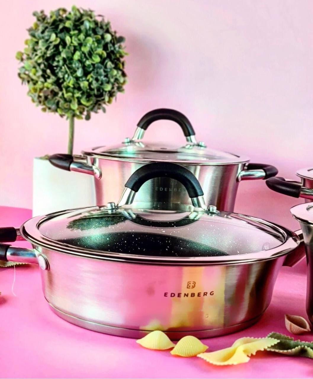Набір каструль Edenberg із нержавіючої сталі + ківш із товстим дном 8 пр. (EB-2407) - фото 5 Набір каструль Edenberg із нержавіючої сталі + ківш із товстим дном 8 пр. (EB-2407) - фото 5