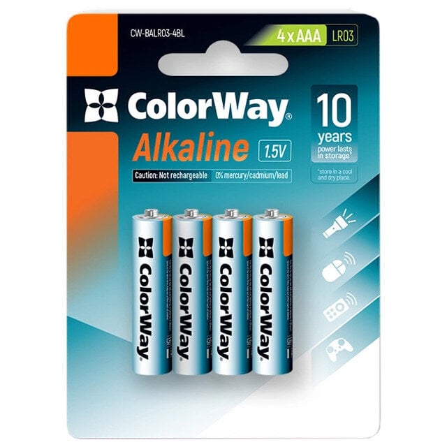 Батарейки СolorWay Alkaline Power лужні AAA 4 шт. blister