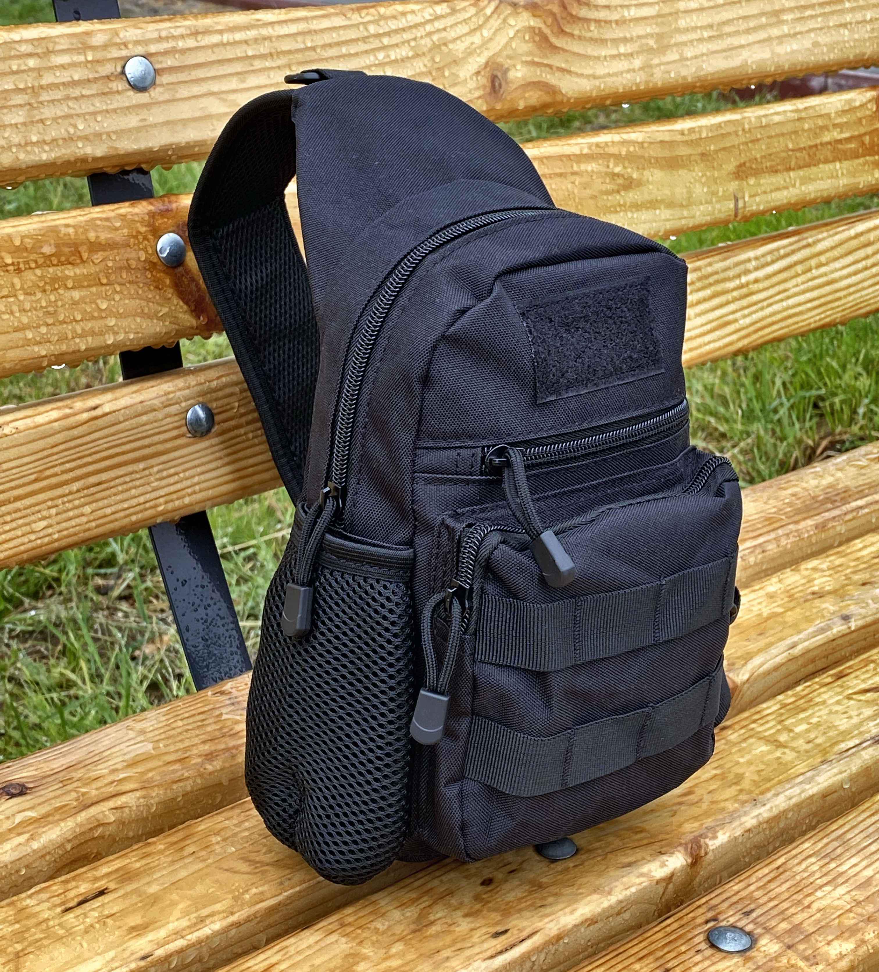 Сумка-рюкзак однолямкова через плече Backpack Чорний (TB-11023) - фото 5