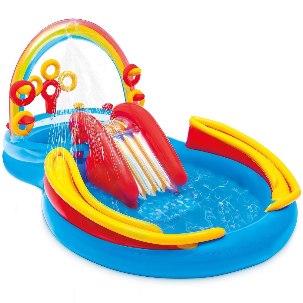 Надувний ігровий центр-басейн Intex Веселка дитячий з гіркою 297х193х135 см (28443364)