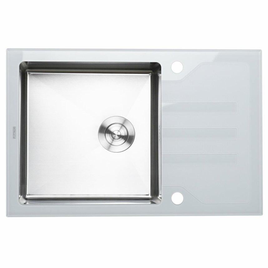 Мойка кухонная Platinum Handmade 780x510x200 White Glass (788752) Мойка кухонная Platinum Handmade 780x510x200 White Glass (788752)