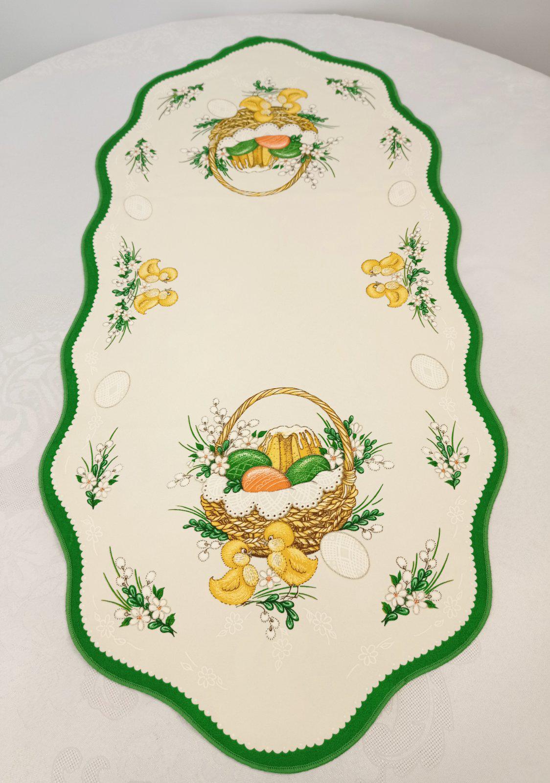 Дорожка пасхальная 45х90 см Print Easter Basket Green Cream (CN14562)