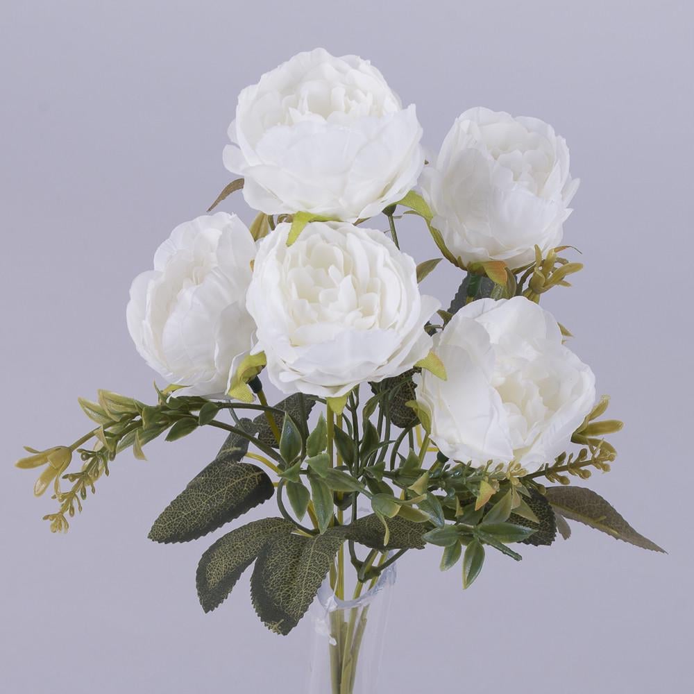 Искусственные цветы Букет мини пионов клеопатра Белый (1335-1)