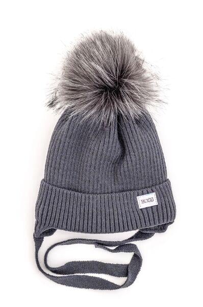 Шапка детская для мальчиков Бос D822 хлопок 42-46 см Графитовый