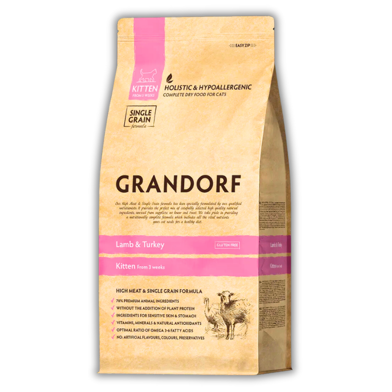 Корм для котят сухой Grandorf Ягненок и индейка для котят всех пород 400 г (81140) - фото 1 Корм для котят сухой Grandorf Ягненок и индейка для котят всех пород 400 г (81140) - фото 1