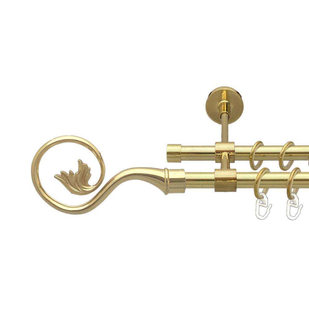 Карниз Orvit Ніка металевий дворядний закритий гладка труба кільце металеве 16/16 мм 160 см Золото (00-00014563)