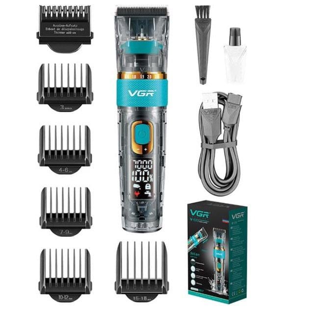 Машинка для стрижки волосся і бороди VGR V-695 з LED дисплеєм IPX7 (481373)