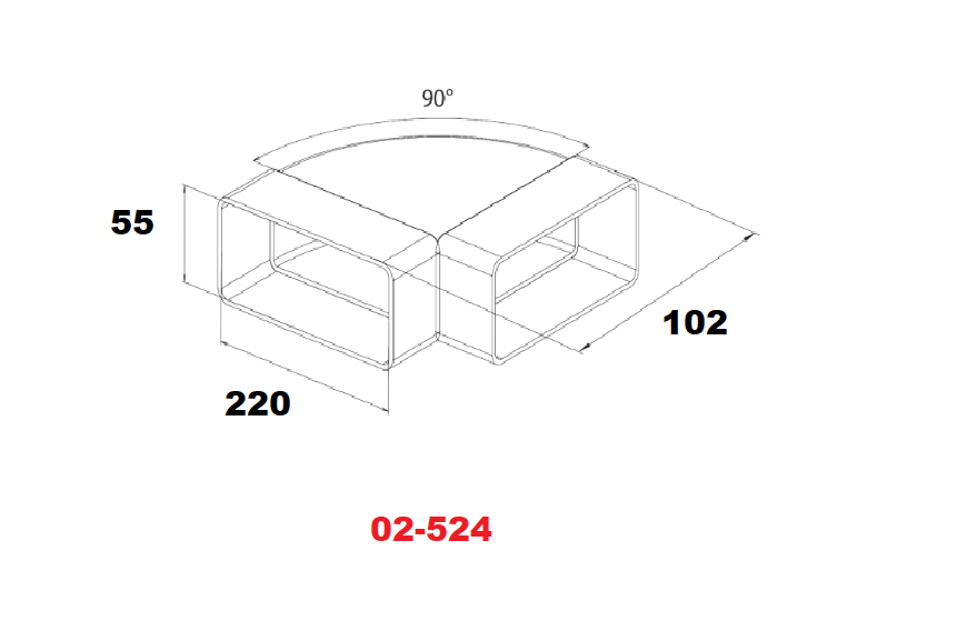 Коліно сполучне AirRoxy прямокутне вертикальне 220x55 мм 90° (02-524) - фото 2 Коліно сполучне AirRoxy прямокутне вертикальне 220x55 мм 90° (02-524) - фото 2
