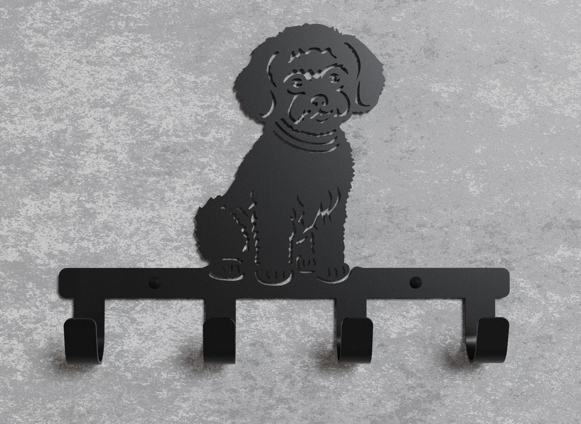 Вішалка настінна Loft-Craft Бішон фрізе з металу Чорний (AM-012-bk)