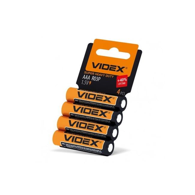 Батарейки Videx минипальчиковые R03p 1,5v ААА 4 шт. (iz13447)