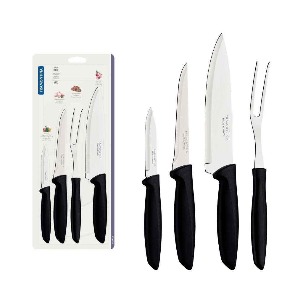 Набір ножів Tramontina Plenus 4 шт. Black (23498/031) - фото 2 Набір ножів Tramontina Plenus 4 шт. Black (23498/031) - фото 2