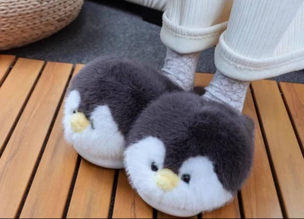 Домашні тапочки плюшеві Пінгвіни р. 36-37 Чорно-білий (21313554877985)