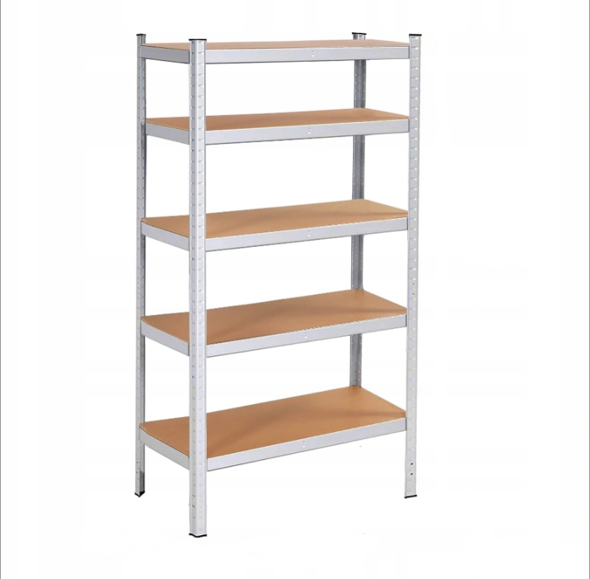 Стеллаж LEOBRO из стали 180х100х60 см 200кг/полка 5 полок МДФ Серебристый (LBR1081)