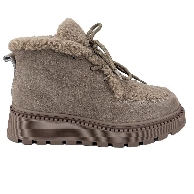 Черевики жіночі хутро тедді шнурівка 80219-2 p. 41 26,5-27 см Сірий