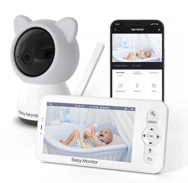 Видеоняня Baby Monitor цифровая WiFi с 5 дюймовым HD экраном/камера 1080Р/ 4-кратный зум