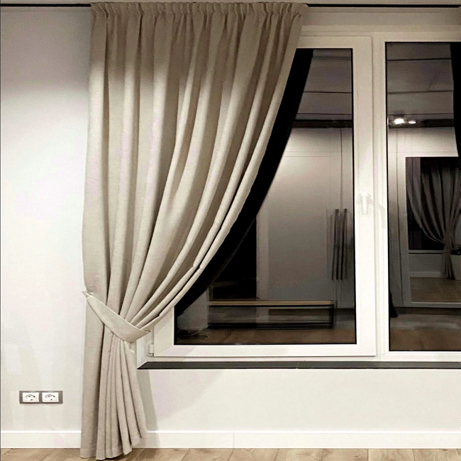 Штора на тесьме с подхватом 250x250 см микровелюр 1 шт. Серо-бежевый (402211-МТ11250)