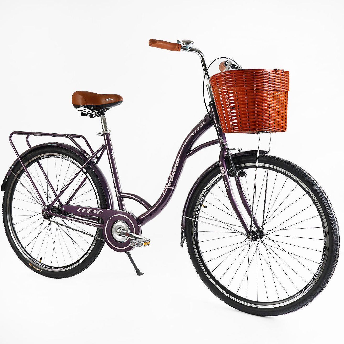 Велосипед міський Corso Fortuna з кошиком та багажником рама 20"/28" Червоний - фото 2 Велосипед міський Corso Fortuna з кошиком та багажником рама 20"/28" Червоний - фото 2