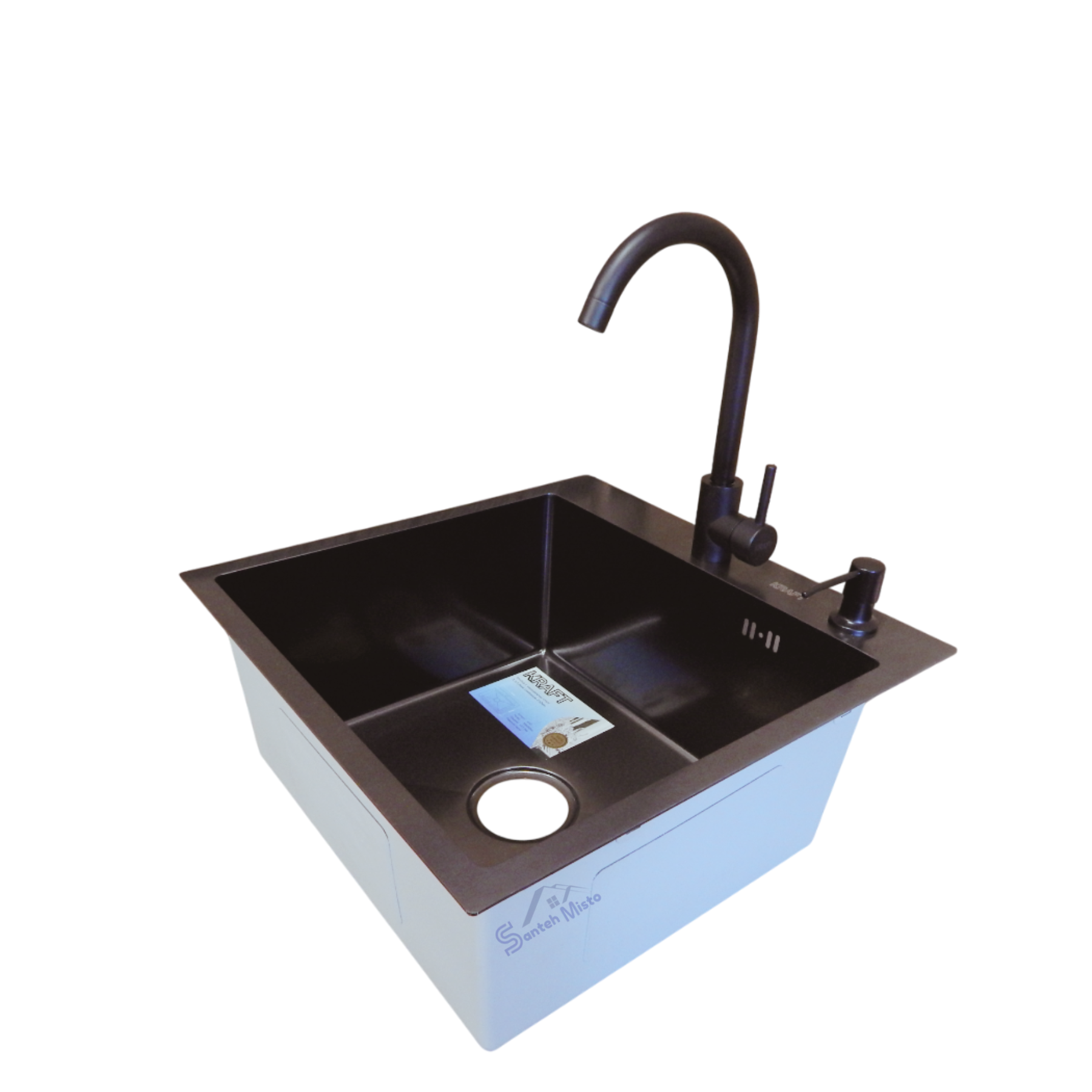 Комплект кухонної мийки Kraft HM nano decor PVD 3,0/1,0 мм 50х50 см Black (37105)