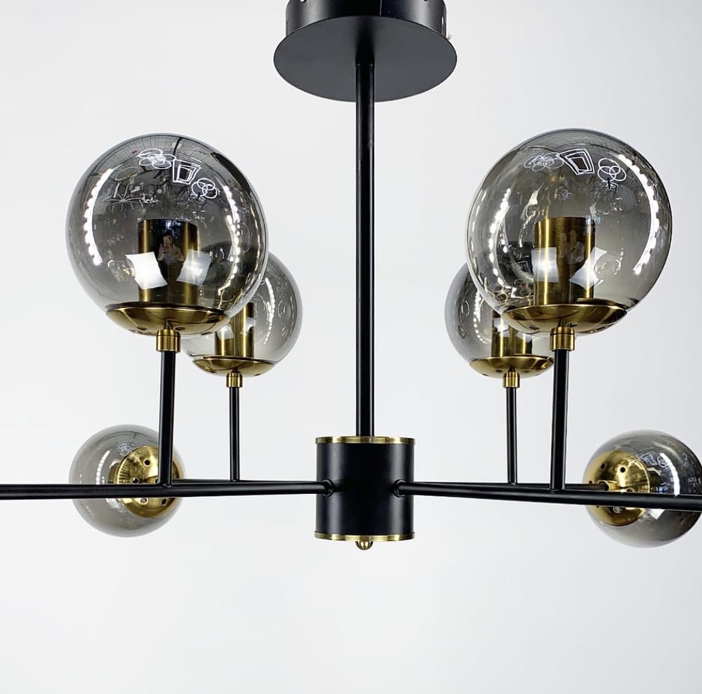 Світильник лаконічний на 6 графітових плафонах (AOC 12)