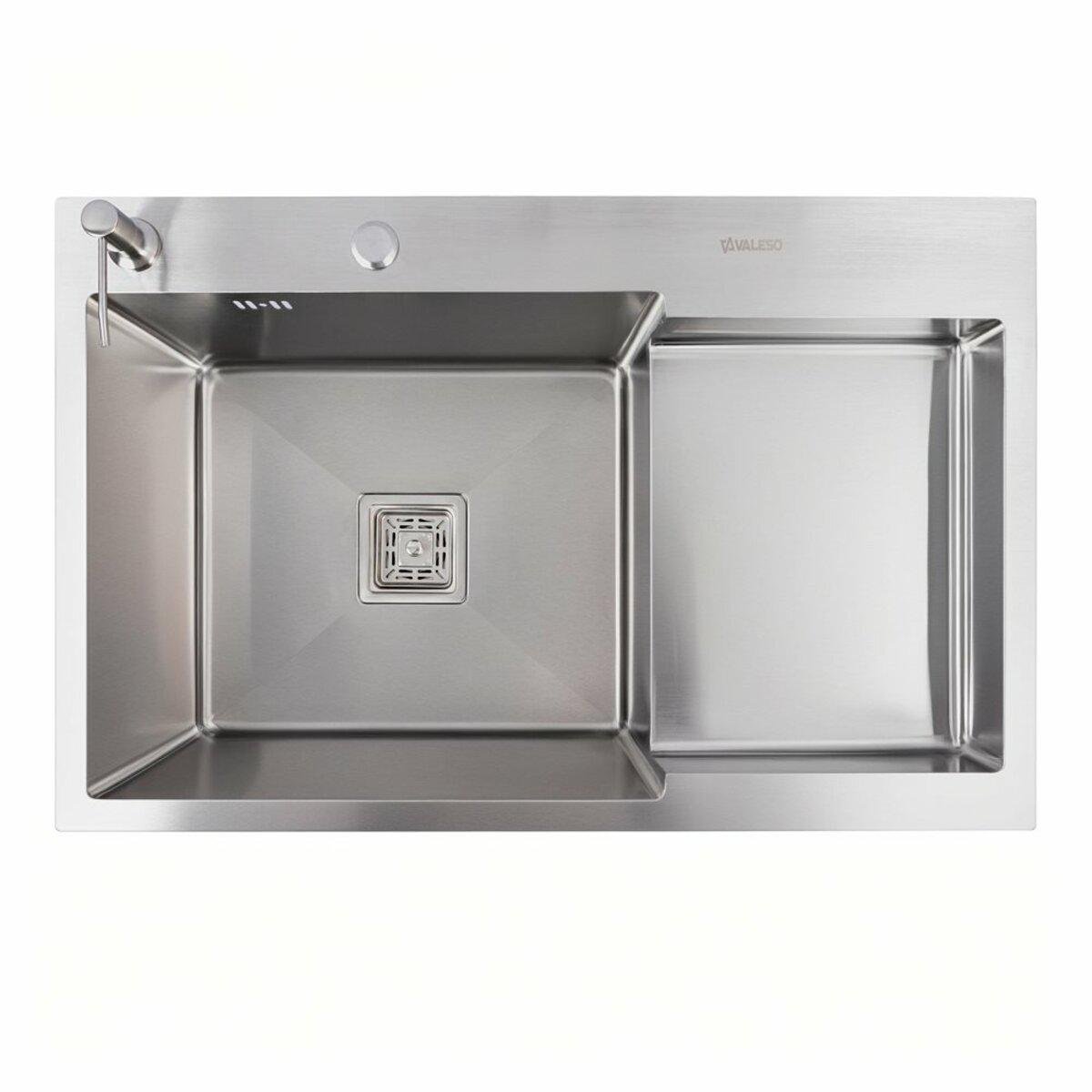 Мойка кухонная Valeso Handmade CM L нержавеющая сталь с углубленной полкой 3,0/0,8 см 78x50 см (0625001)