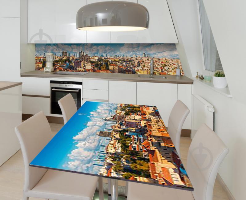 Наклейка 3Д виниловая на стол Zatarga «Облака над городом» 650х1200 мм для домов, квартир, столов, кофейн, Наклейка 3Д виниловая на стол Zatarga «Облака над городом» 650х1200 мм для домов, квартир, столов, кофейн,