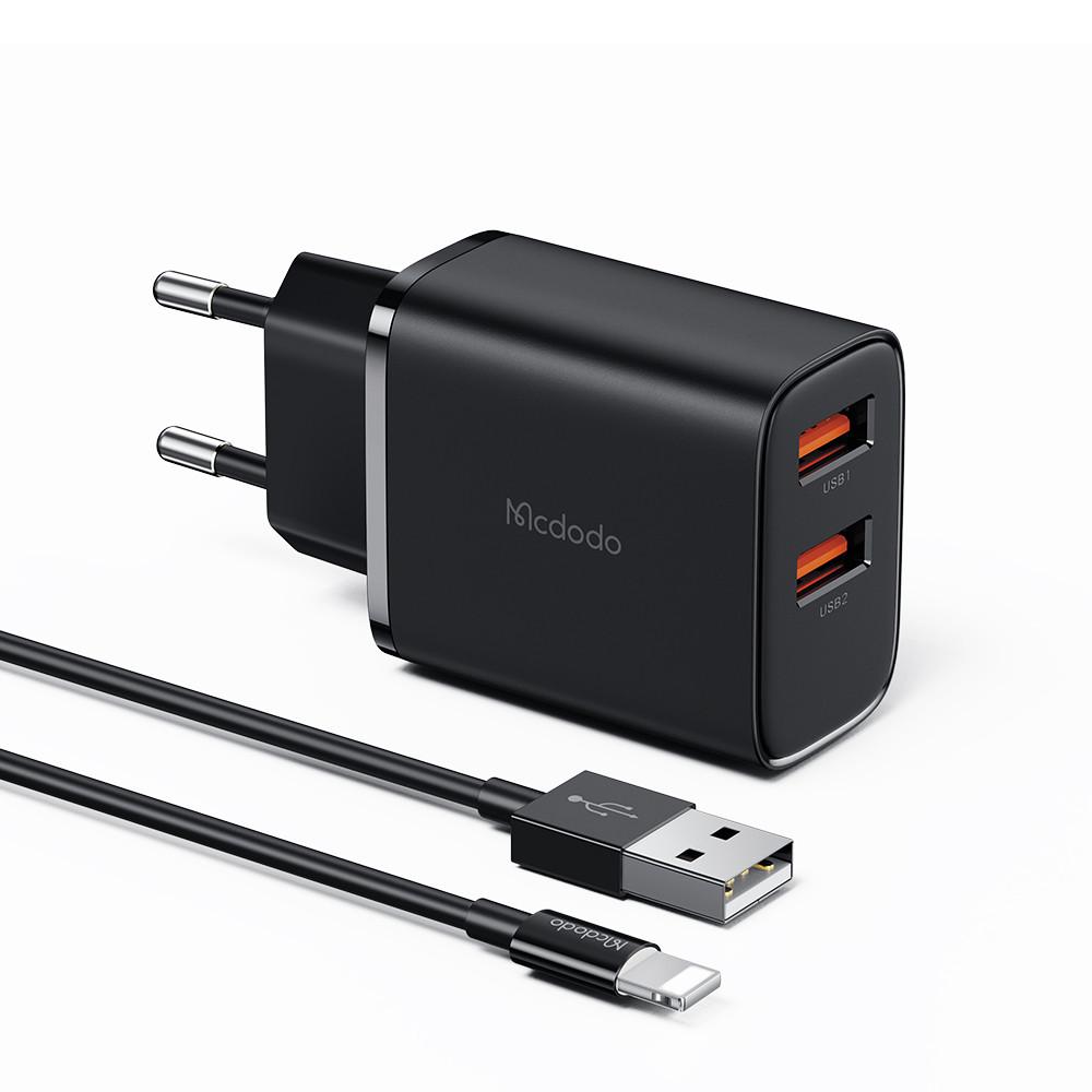 Зарядное устройство на 2 порта Mcdodo 12W 2A Charger кабель Lightning 1 м Black (CH-5071) Зарядное устройство на 2 порта Mcdodo 12W 2A Charger кабель Lightning 1 м Black (CH-5071)